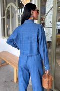 Denim Gömlek Plazzo Pantolon Takım 10163-08 resmi